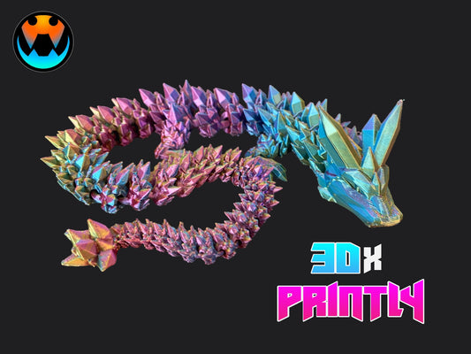 Crystal Dragon - Cinderwind 3D Design - Rainbow / Color shift PLA