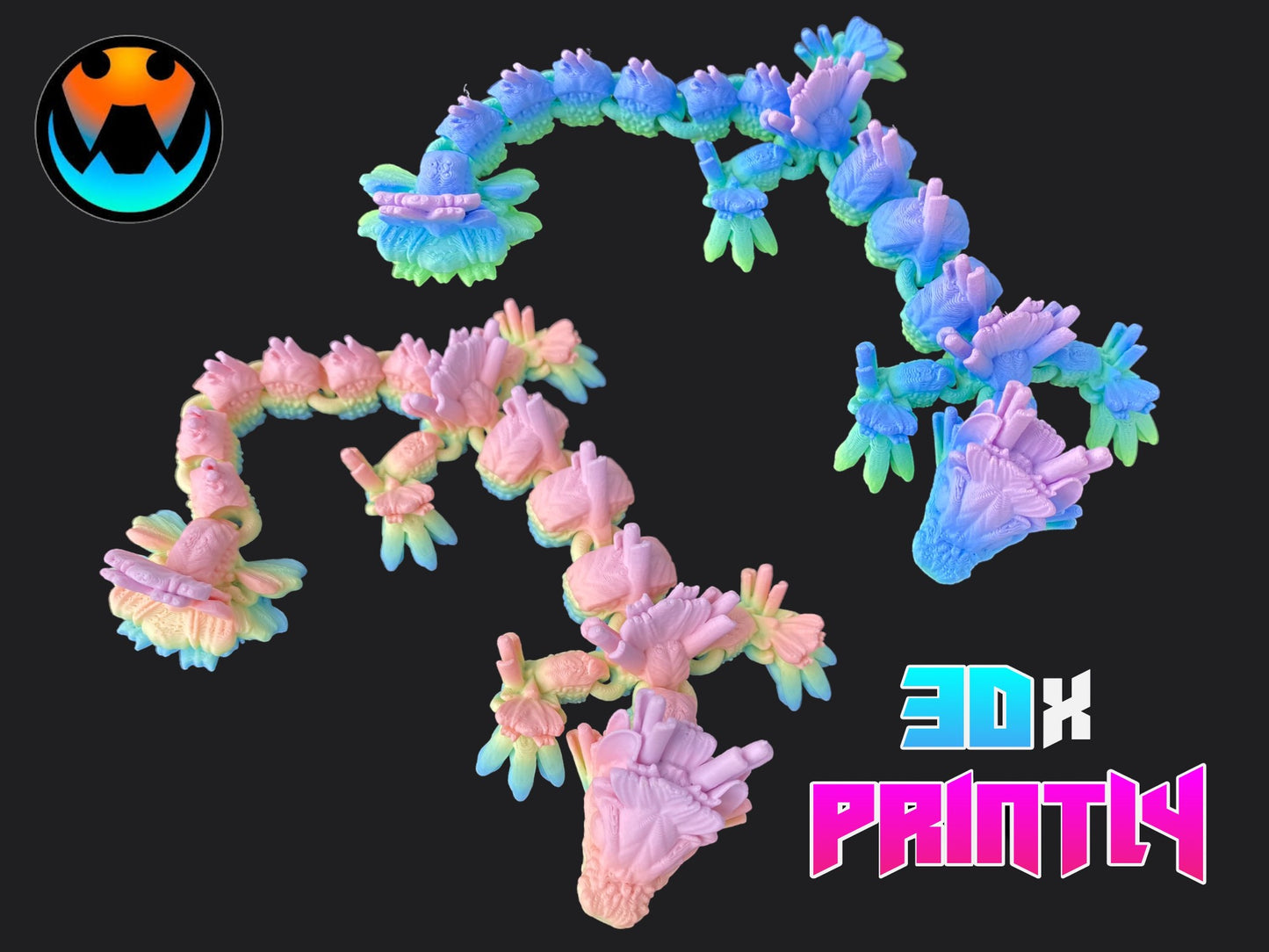 Baby Sushi Dragon - Cinderwind 3D Design - Rainbow / Color shift PLA