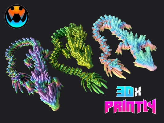 Bamboo Dragon - Cinderwind 3D Design - Rainbow / Color shift PLA