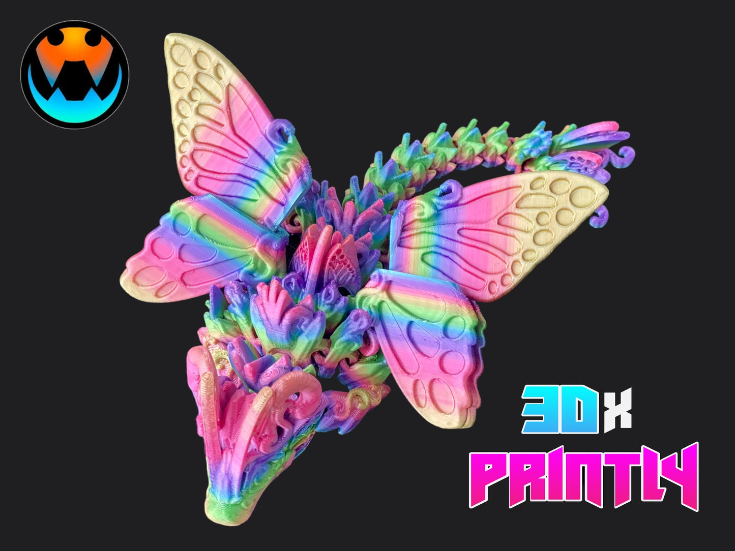 Butterfly Dragon - Cinderwind 3D Design - Rainbow / Color shift PLA