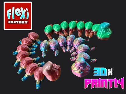 Caterpillar - Flexi Factory 3D Design - Rainbow / Color shift PLA