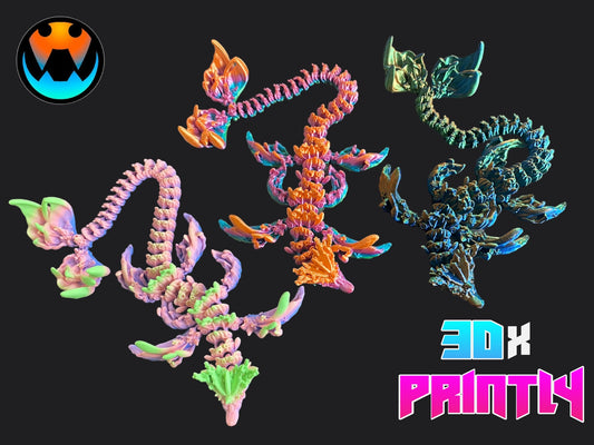 Coral Dragon - Cinderwind 3D Design - Rainbow / Color shift PLA