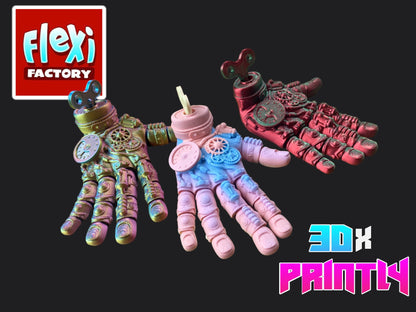 Steam Punk Flexi Hand - Flexi Factory 3D Design - Rainbow / Color shift PLA