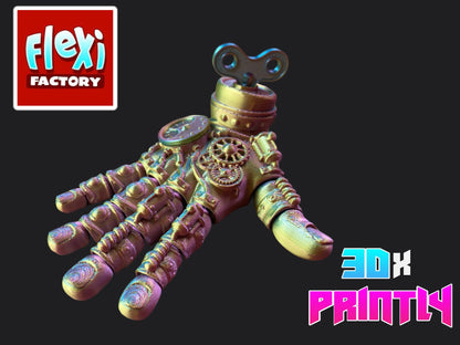 Steam Punk Flexi Hand - Flexi Factory 3D Design - Rainbow / Color shift PLA