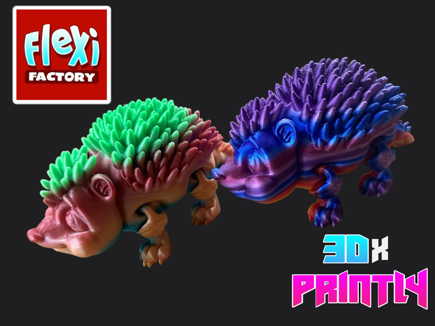 Hedgehog - Flexi Factory 3D Design - Rainbow / Color shift PLA