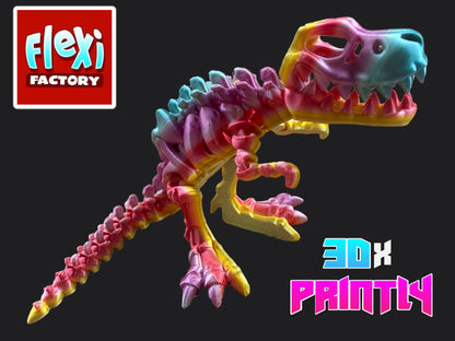 T-Rex - Flexi Factory 3D Design - Rainbow / Color shift PLA