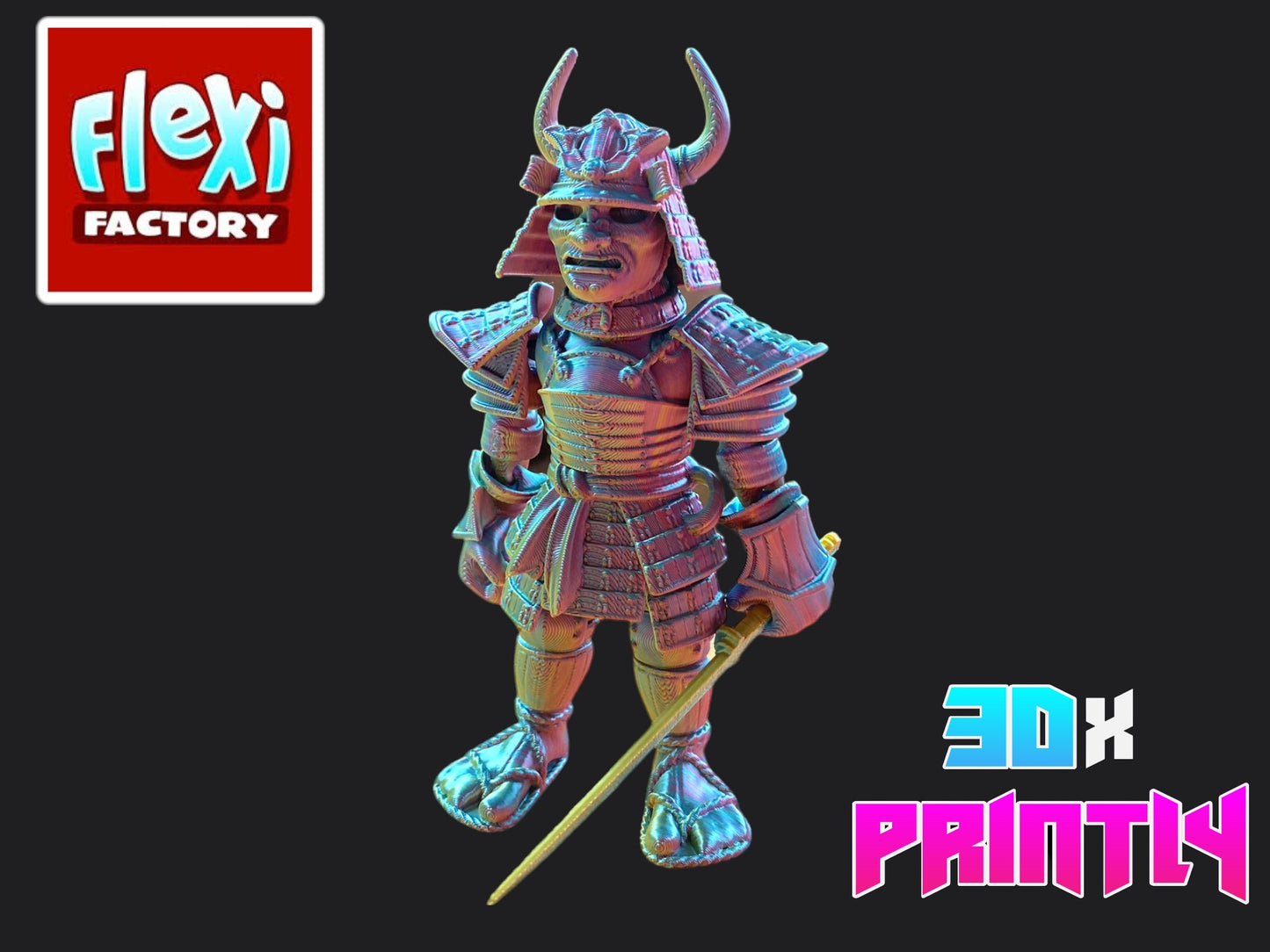 Samurai - Flexi Factory 3D Design - Rainbow / Color shift PLA