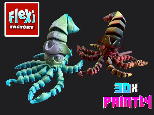 Pirate Squid - Flexi Factory 3D Design - Rainbow / Color shift PLA