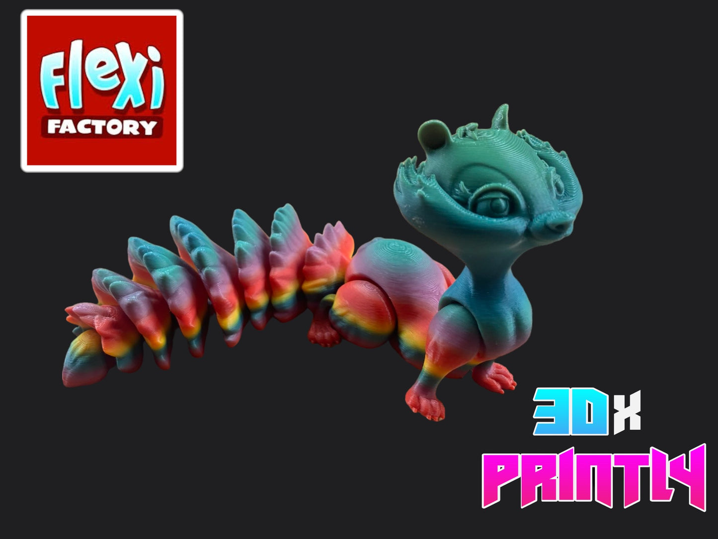 Cute Squirrel - Flexi Factory 3D Design - Rainbow / Color shift PLA