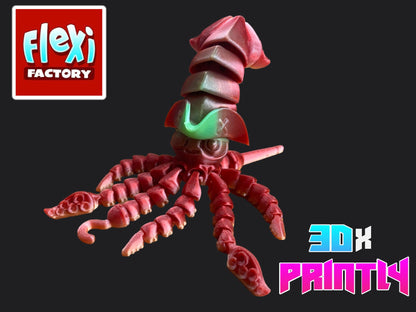 Pirate Squid - Flexi Factory 3D Design - Rainbow / Color shift PLA