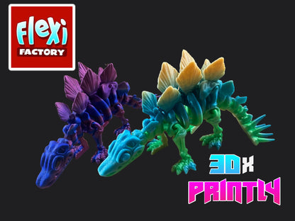 Stegosaurus - Flexi Factory 3D Design - Rainbow / Color shift PLA