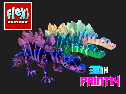 Stegosaurus - Flexi Factory 3D Design - Rainbow / Color shift PLA