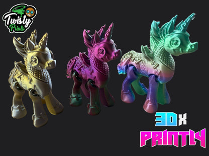 Twisted Unicorn - Twisty Prints 3D Design - Rainbow / Color shift PLA