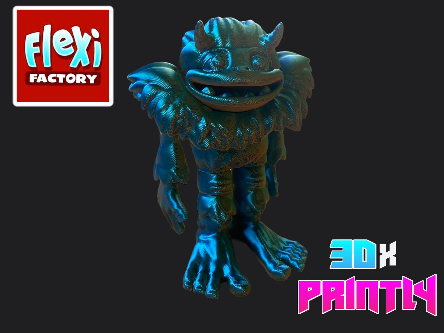 Baby Yeti - Flexi Factory 3D Design - Rainbow / Color shift PLA